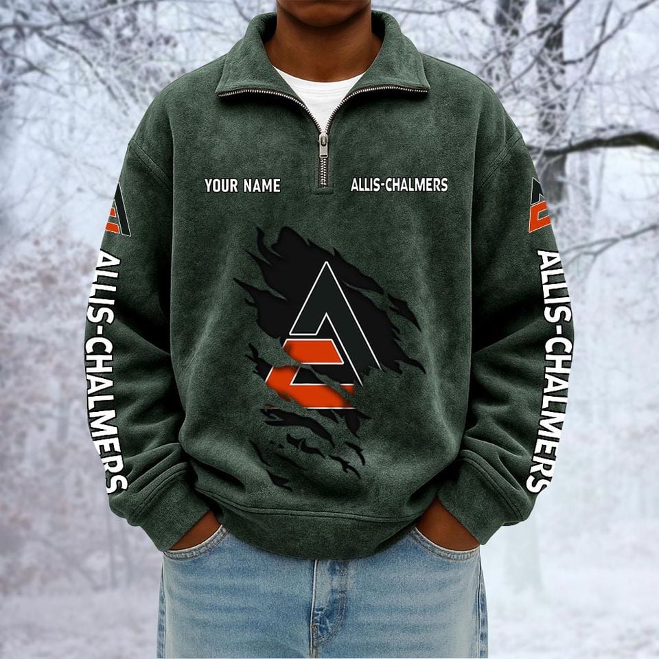Allis Chalmers Custom Name Quarter Zip Pullover Sweatshirt - Multicolor
