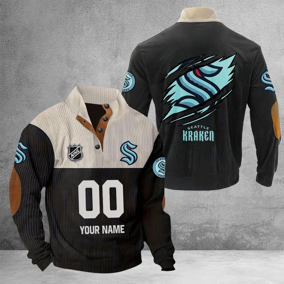 Seattle Hockey Corduroy Stand Collar Sweatshirt