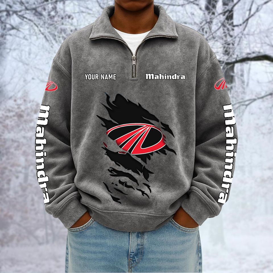 Mahindra Custom Name Quarter Zip Pullover Sweatshirt - Multicolor