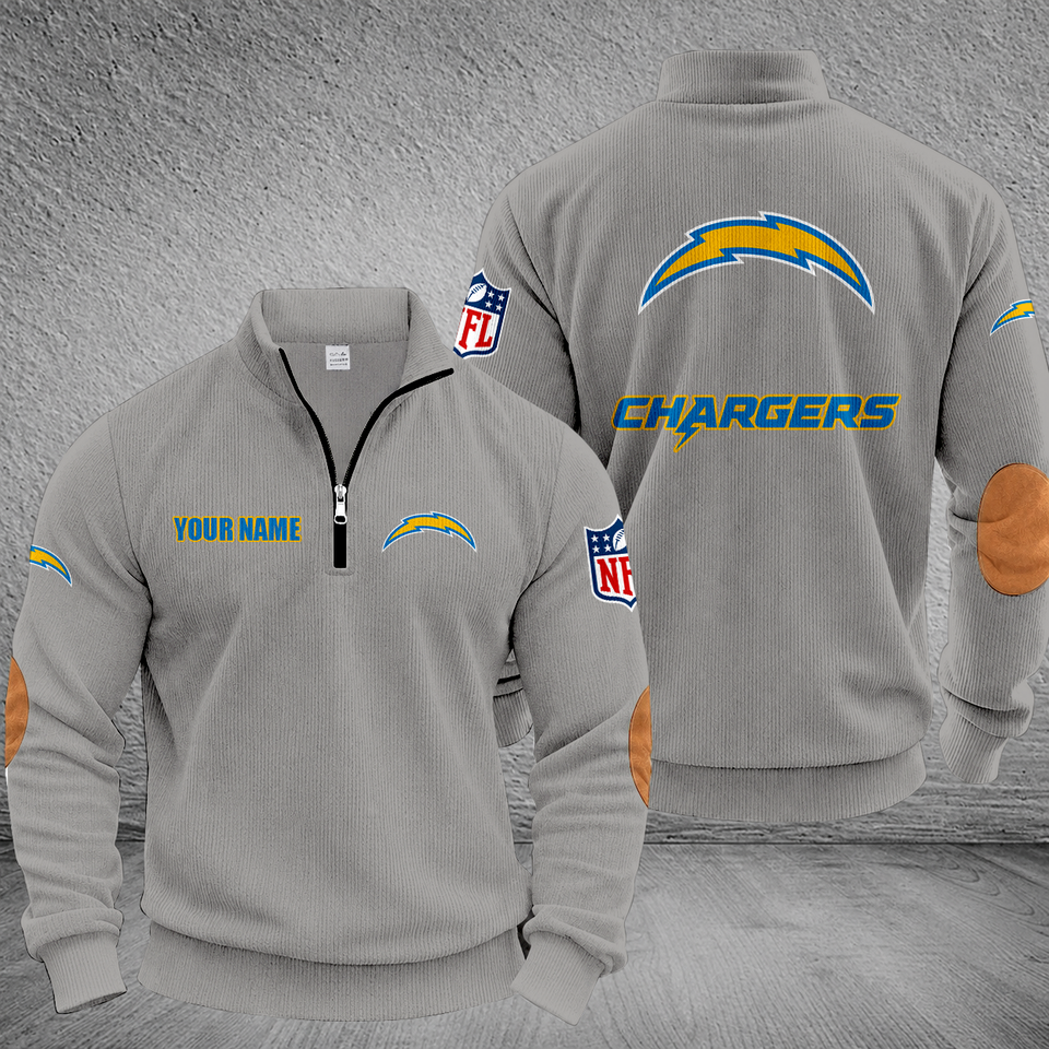 Customized Los Angeles Chargers Striped Quarter-Zip Sweatshirt