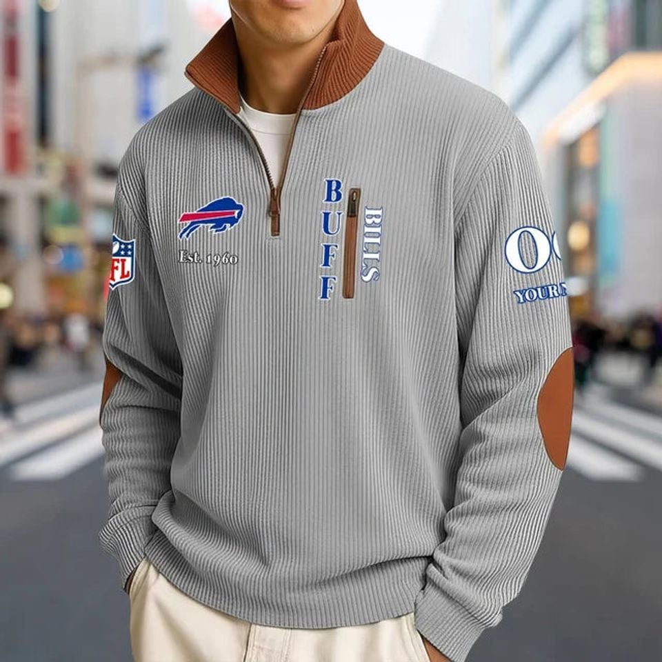 Customized Buffalo Striped Quarter-Zip Sweatshirt