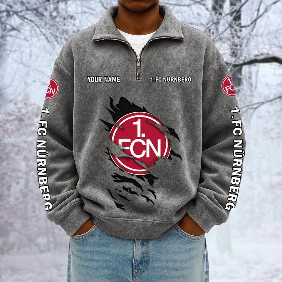 1. FC Nurnberg Custom Name Quarter Zip Pullover Sweatshirt - Multicolor