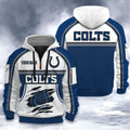 Personalized Indianapolis Colts Custom Name 3D Half-zip Hoodie
