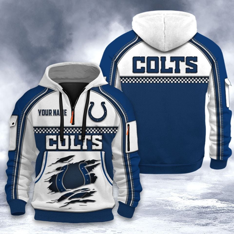 Personalized Indianapolis Colts Custom Name 3D Half-zip Hoodie