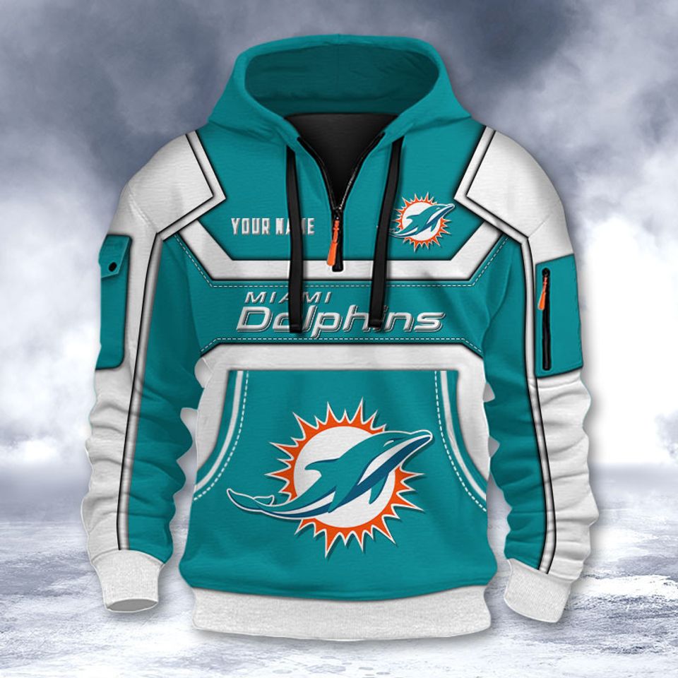Personalized Miami Dolphins Custom Name 3D Half-zip Hoodie