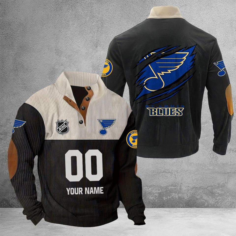 St Louis Hockey Corduroy Stand Collar Sweatshirt
