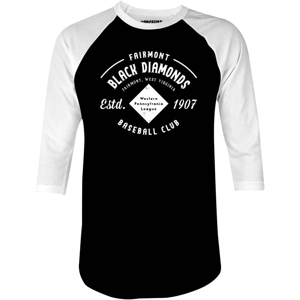 Fairmont Black Diamonds - West Virginia - Vintage Defunct Baseball Teams - 3/4 Sleeve Raglan