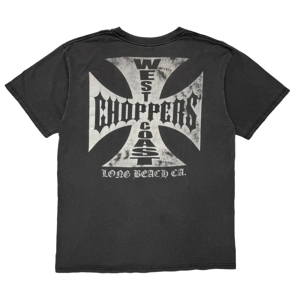 WEST COAST CHOPPERS IRON CROSS LONG BEACH CA SS FADED BLACK FITS XL 8490