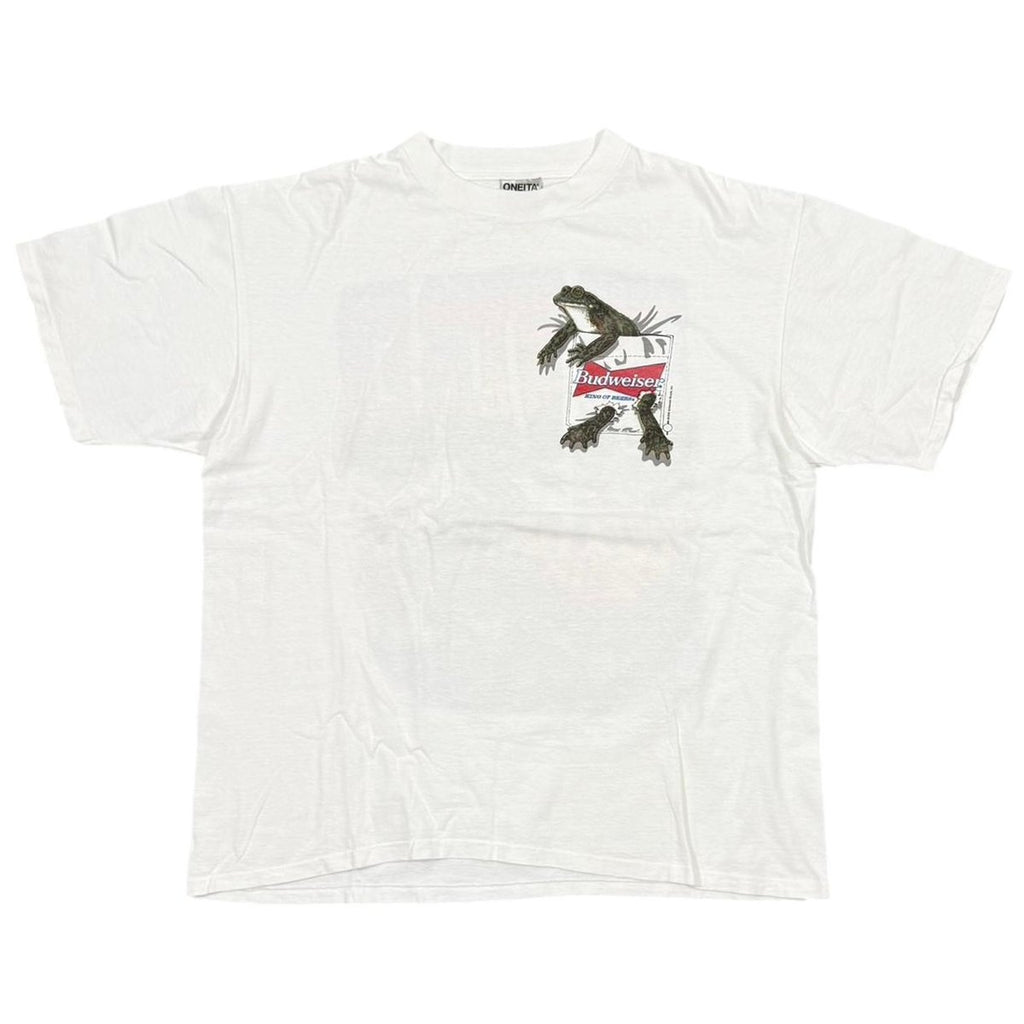 Budweiser 1995 FROG IN POCKET PRINT WHITE ONEITA XL 0173