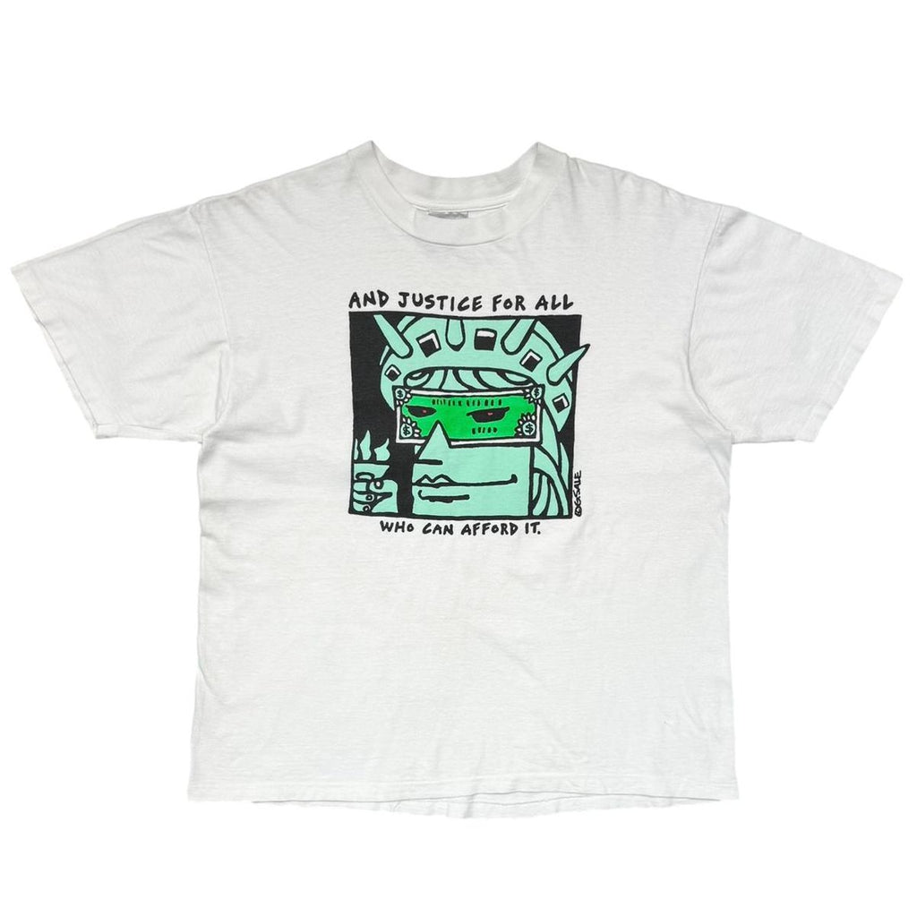 OLD&VINTAGE AND JUSTICE FOR ALL WHITE ONEITA LARGE 6777