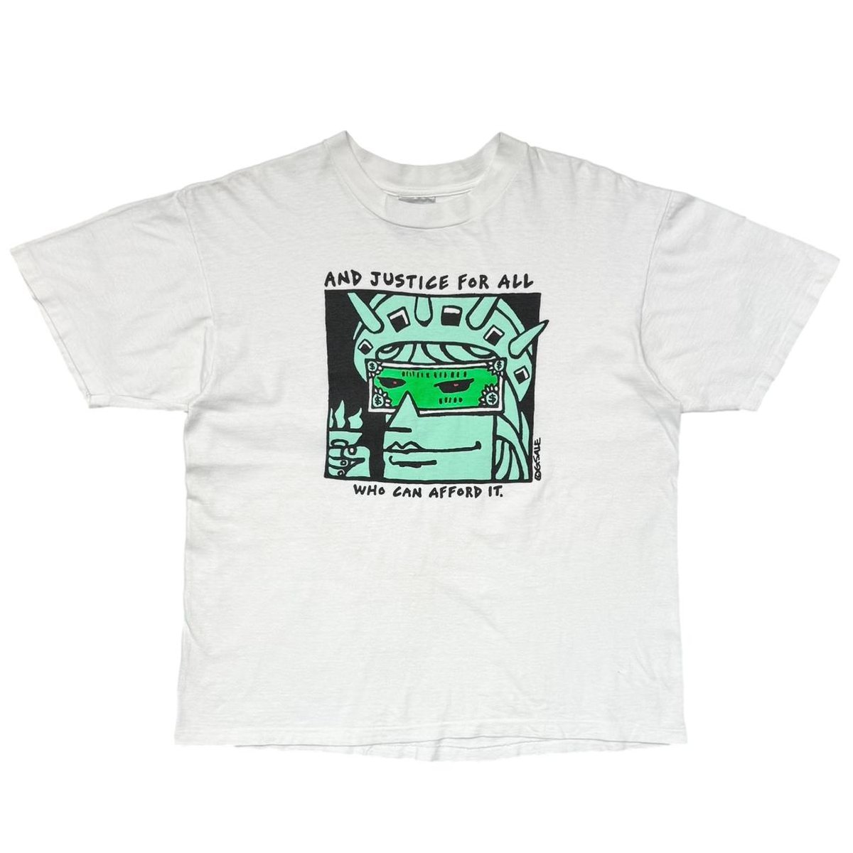 OLD&VINTAGE AND JUSTICE FOR ALL WHITE ONEITA LARGE 6777