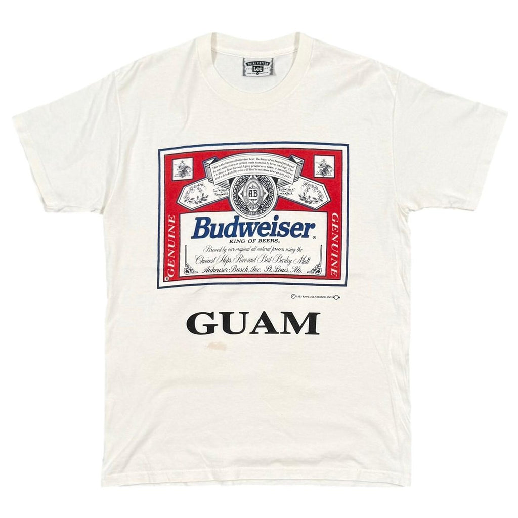 Budweiser 1993 LABEL LOGO GUAM WHITE Lee MEDIUM 1479