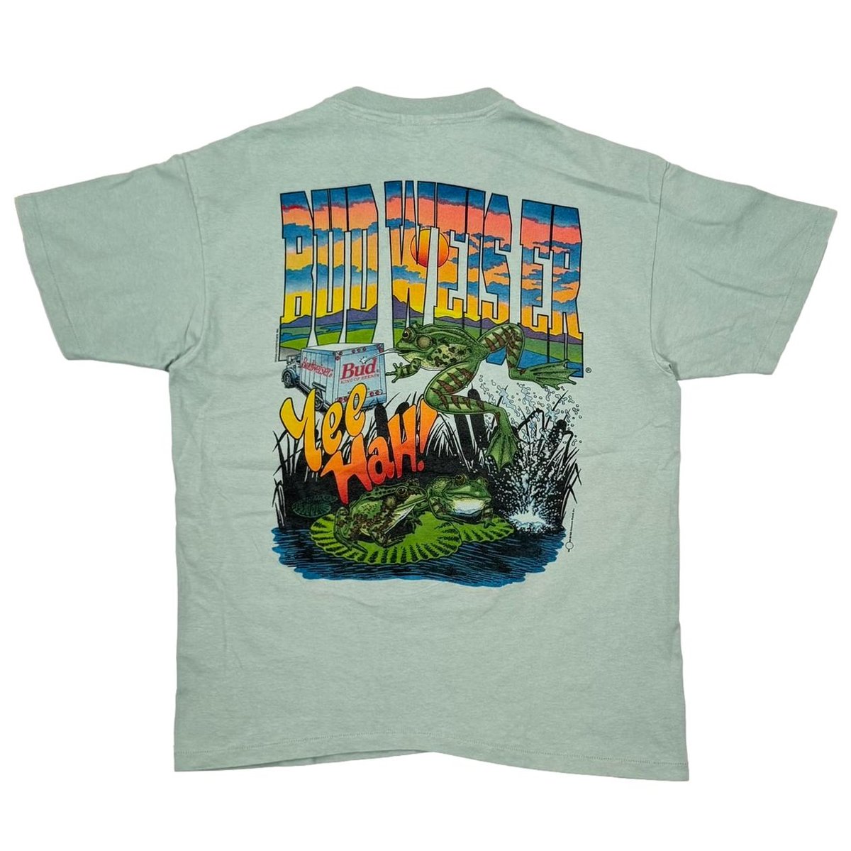 Budweiser 1995 FROG IN POCKET PRINT TEAL anvil XL 0175