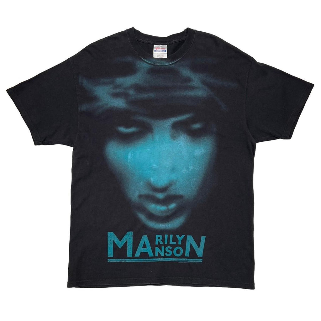 MARILYN MANSON BIG FACE GREEN PRINT HANES LARGE 0066