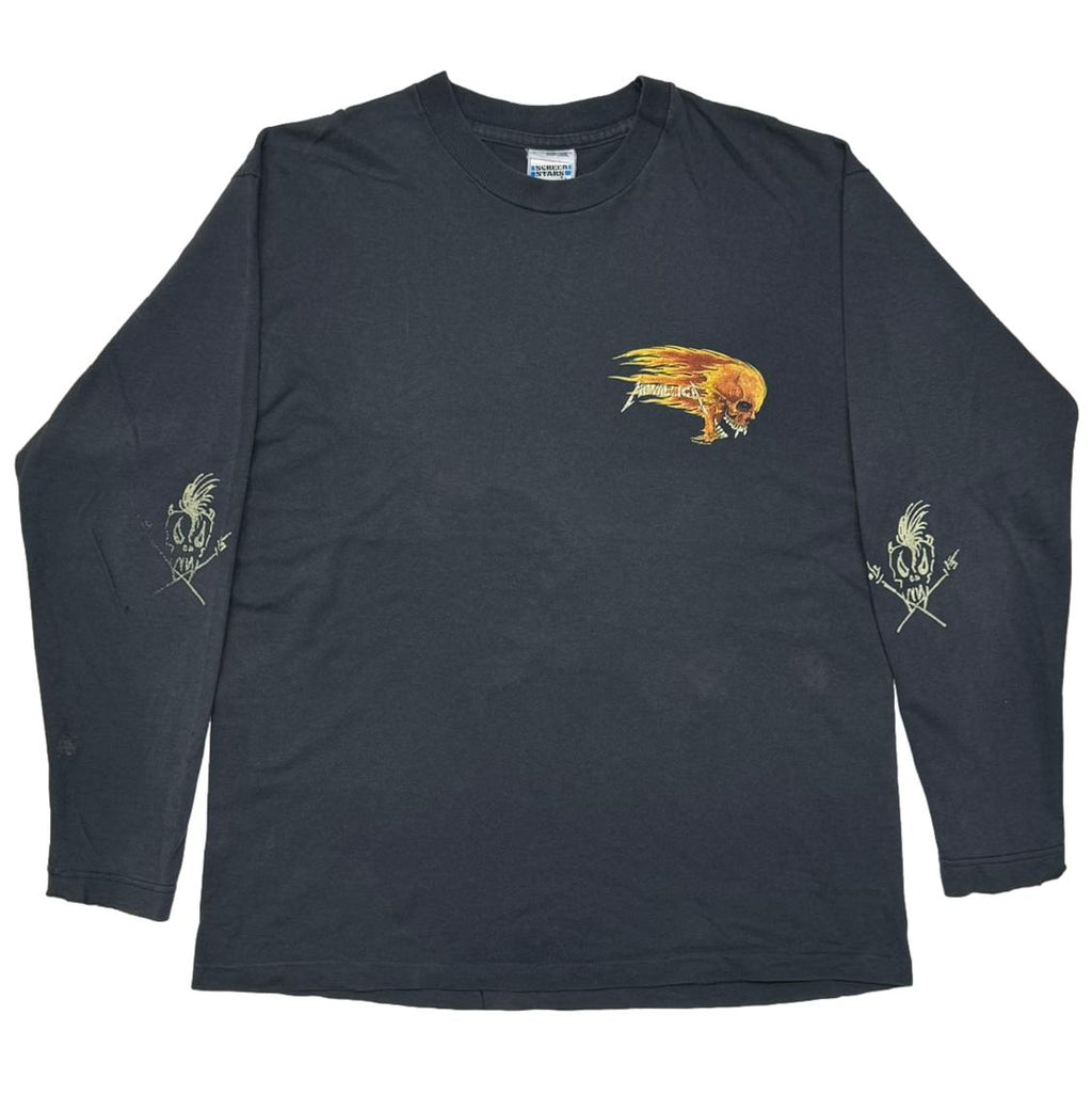 METALLICA PUSHEAD VAMPIRE SKULL SIDE FLAME BIRTH SCHOOL LS SCREEN STARS LARGE 7902