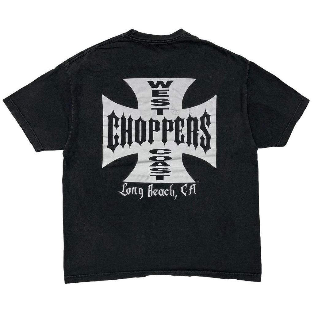 WEST COAST CHOPPERS IRON CROSS LONG BEACH CA SS BLACK FITS LARGE 4852