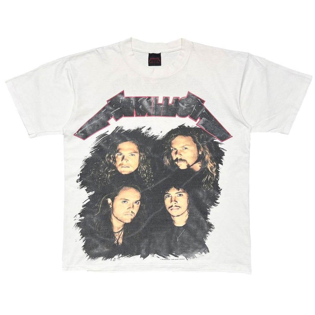 METALLICA 4 FACES STAGE SET 1991-1992 WHEREVER I MAY ROAM WHITE LARGE 7899