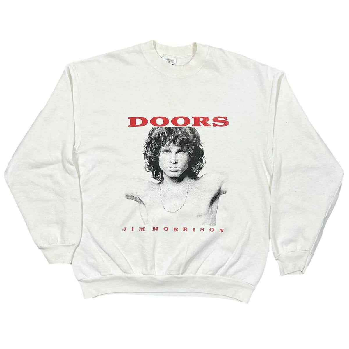 THE DOORS JIM MORRISON PHOTO CREWNECK SWEAT WHITE SCREEN STARS LARGE 8446