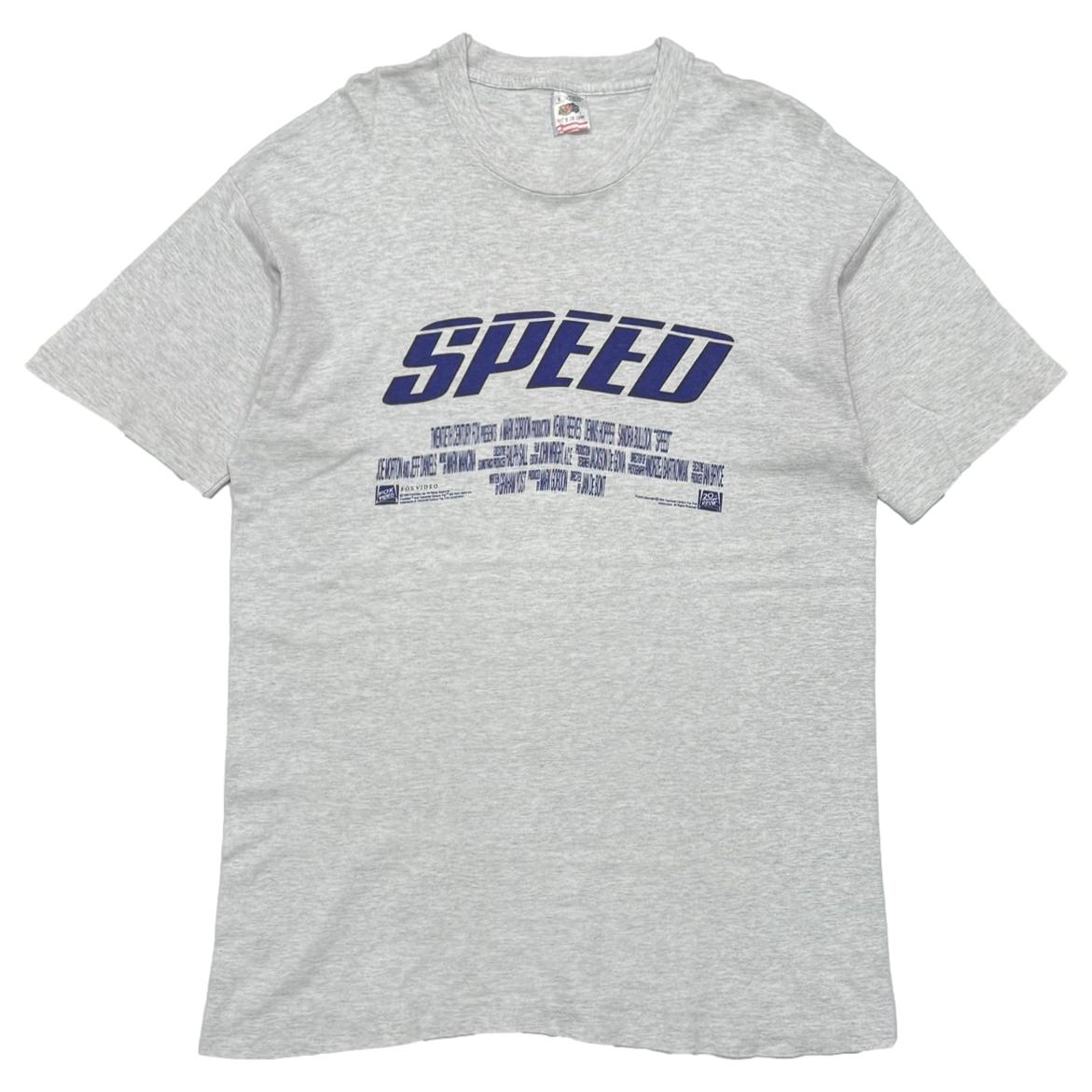 SPEED MOVIE PROMO BLUE TEXT ASH GREY FRUIT OF THE LOOM LARGE 6216