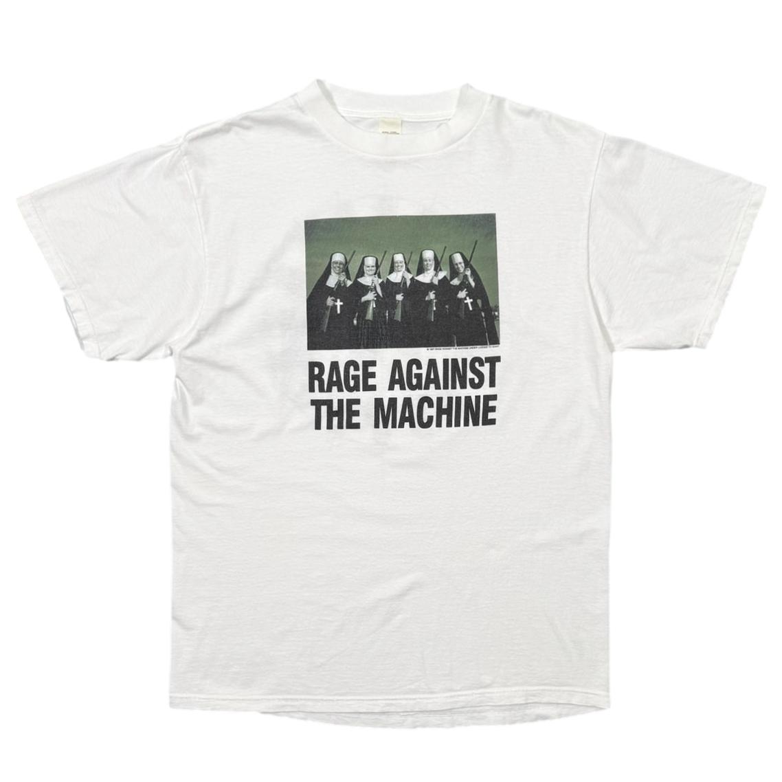 RAGE AGAINST THE MACHINE NUNS & GUNS WHITE LARGE 9952