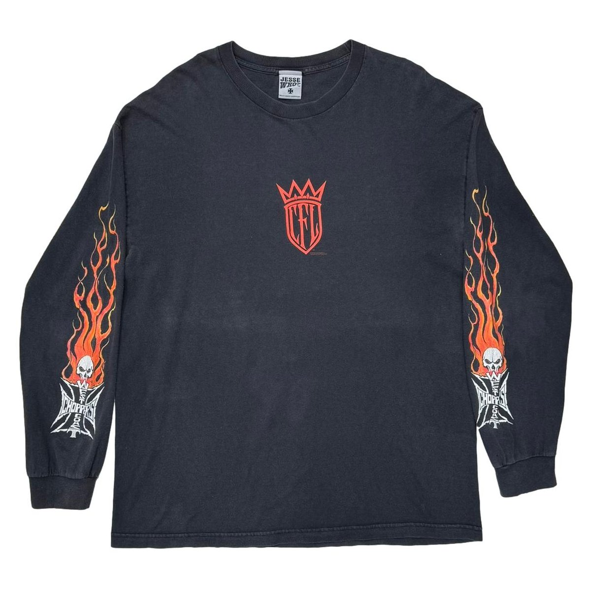 WEST COAST CHOPPERS 	FLAMING ARM SKULL RED CROSS LS XL 0001