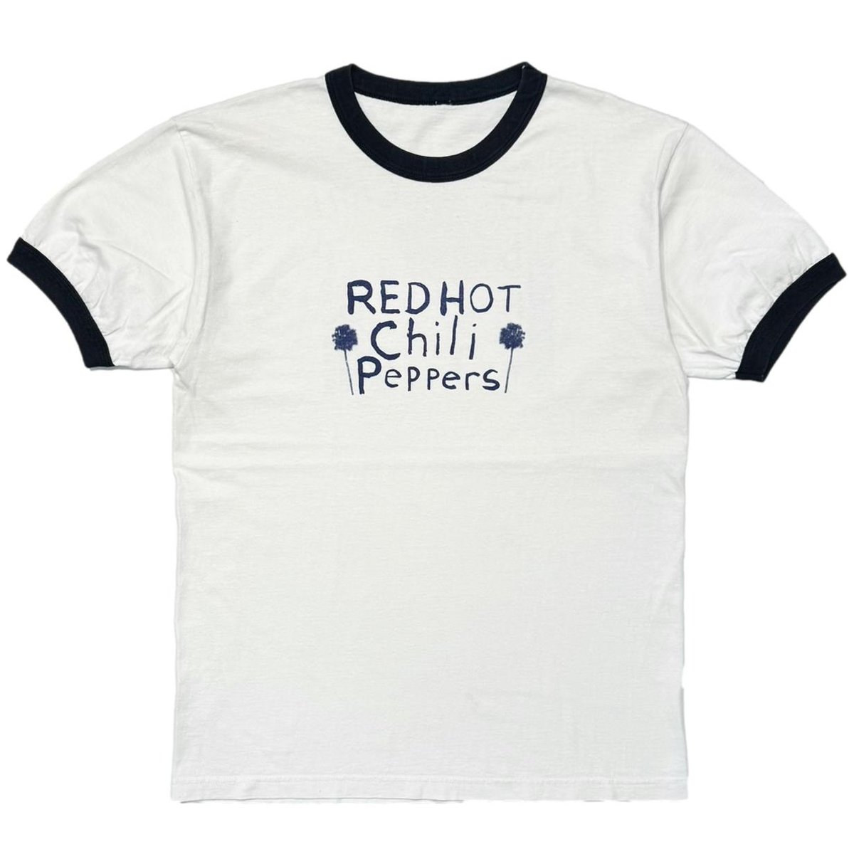 RED HOT CHILI PEPPERS 2002 TOUR RINGER WHITE NAVY FITS XL 9031