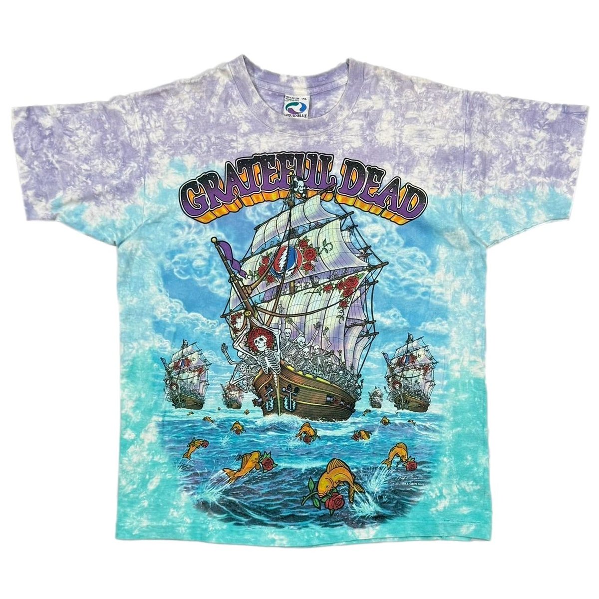 GRATEFUL DEAD 1993 SHIP OF FOOLS TIE DYE LIQUID BLUE XL 0604