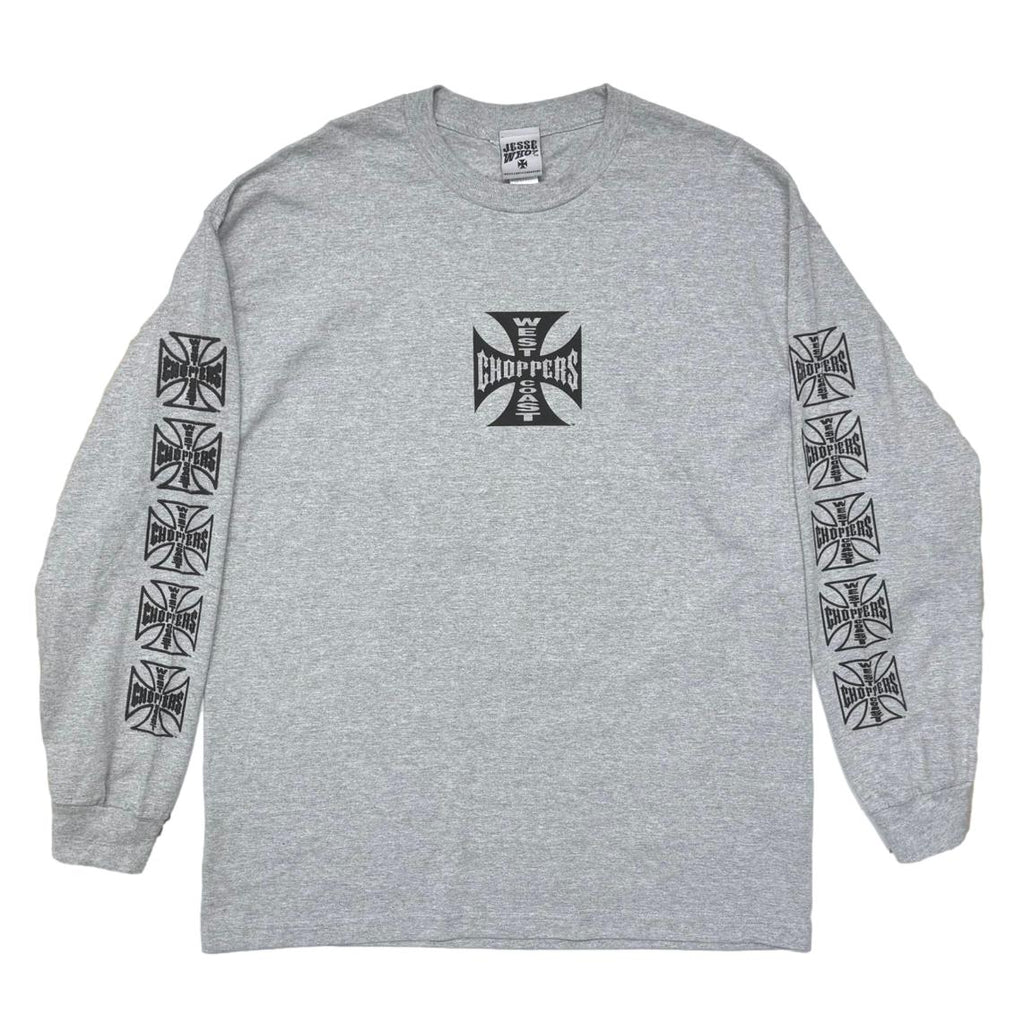 WEST COAST CHOPPERS IRON CROSS LS ASH GREY XL 8563
