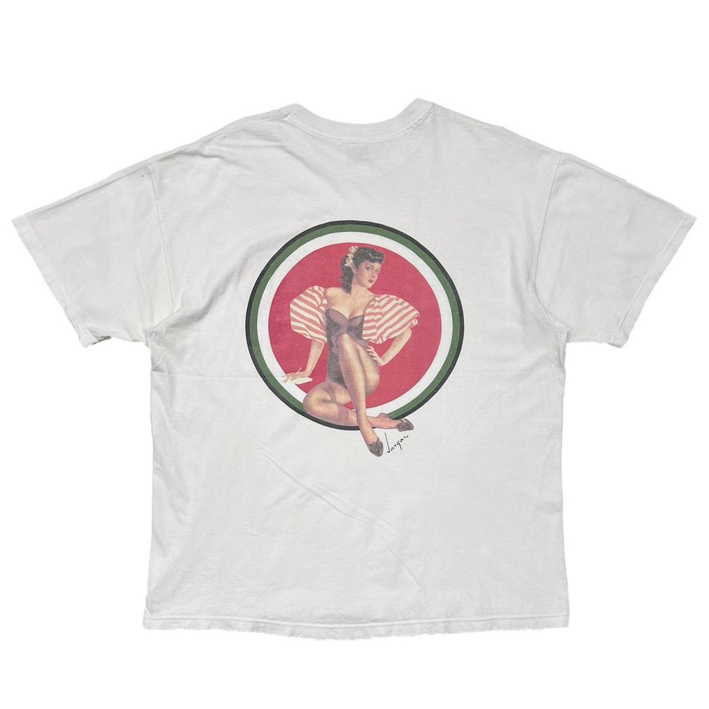 LUCKY STRIKE PINUP GIRL WHITE HANES XL 1637