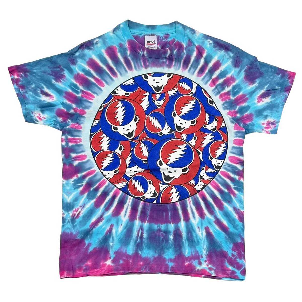 GRATEFUL DEAD 1995 DEAD BEAR LOGOS TIE DYE anvil LARGE 6781