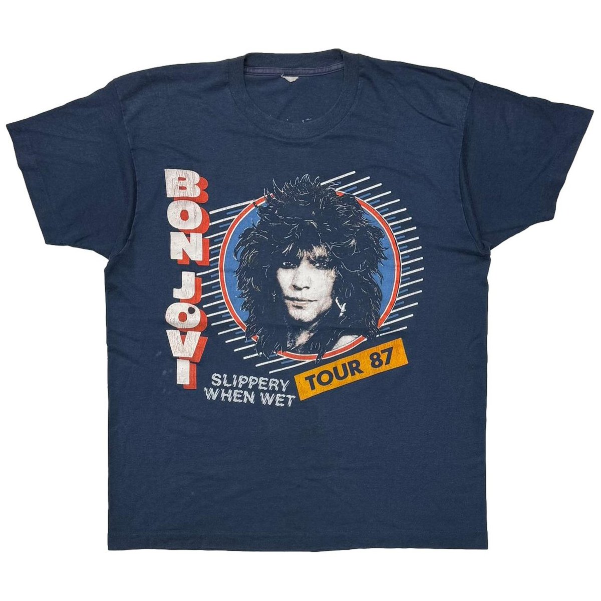 BON JOVI TOUR 87 SLIPPERY WHEN WET NAVY FITS LARGE 4187