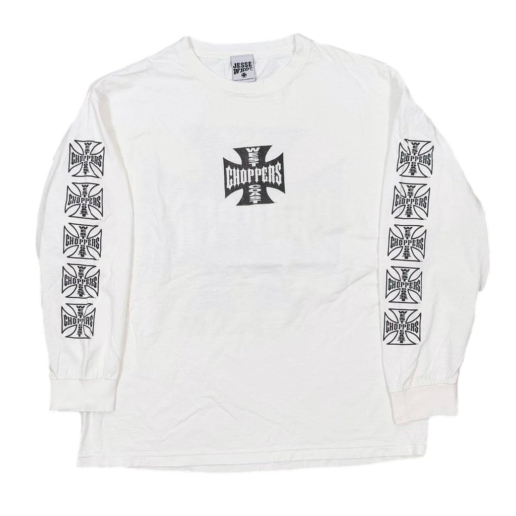 WEST COAST CHOPPERS IRON CROSS LS WHITE XL 8294