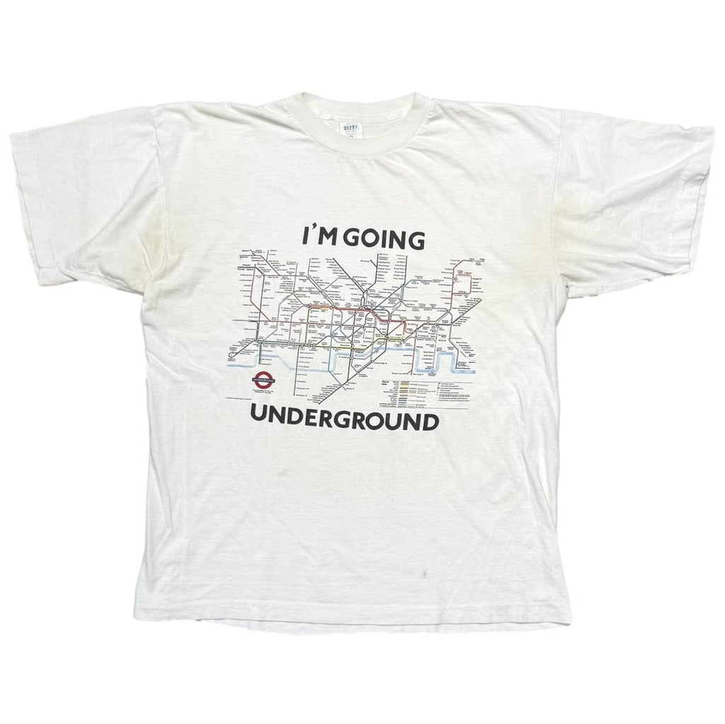 [MORE SALE] OLD & VINTAGE I'M GOING UNDERGROUND LONDON WHITE XL 9722