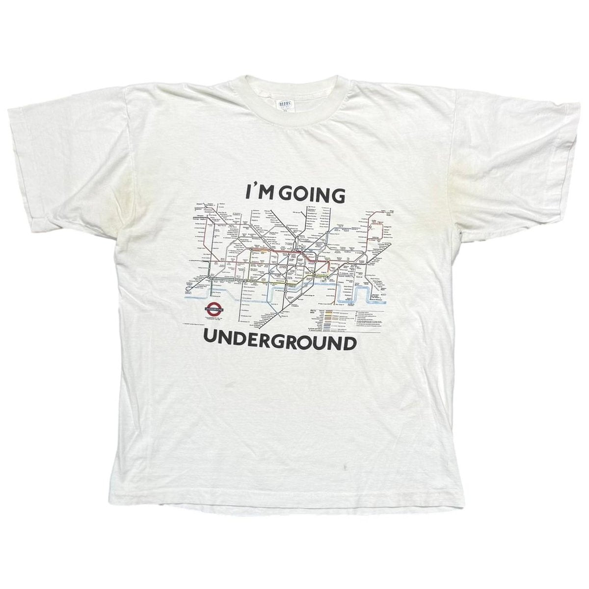 [MORE SALE] OLD & VINTAGE I'M GOING UNDERGROUND LONDON WHITE XL 9722