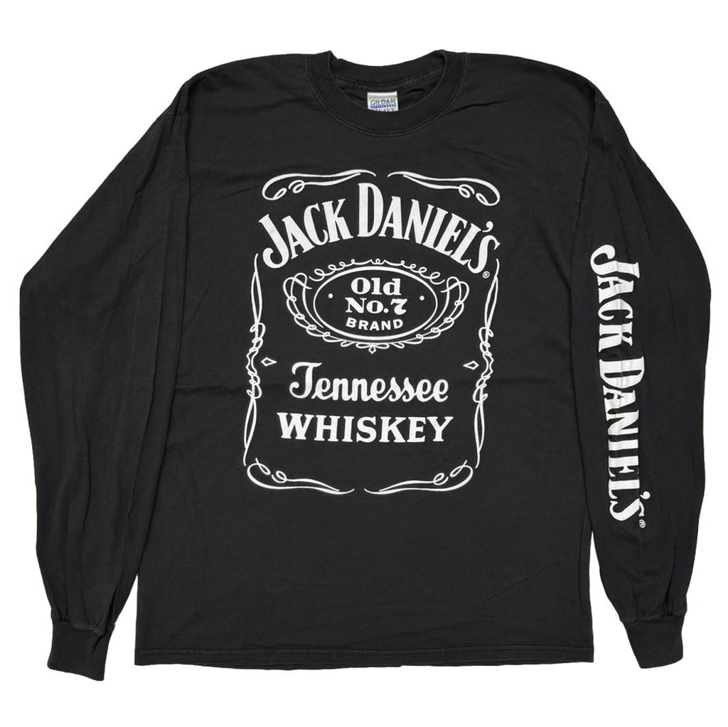 JACK DANIEL'S WISKEY LABEL LOGO LS BLACK GILDAN LARGE 3396
