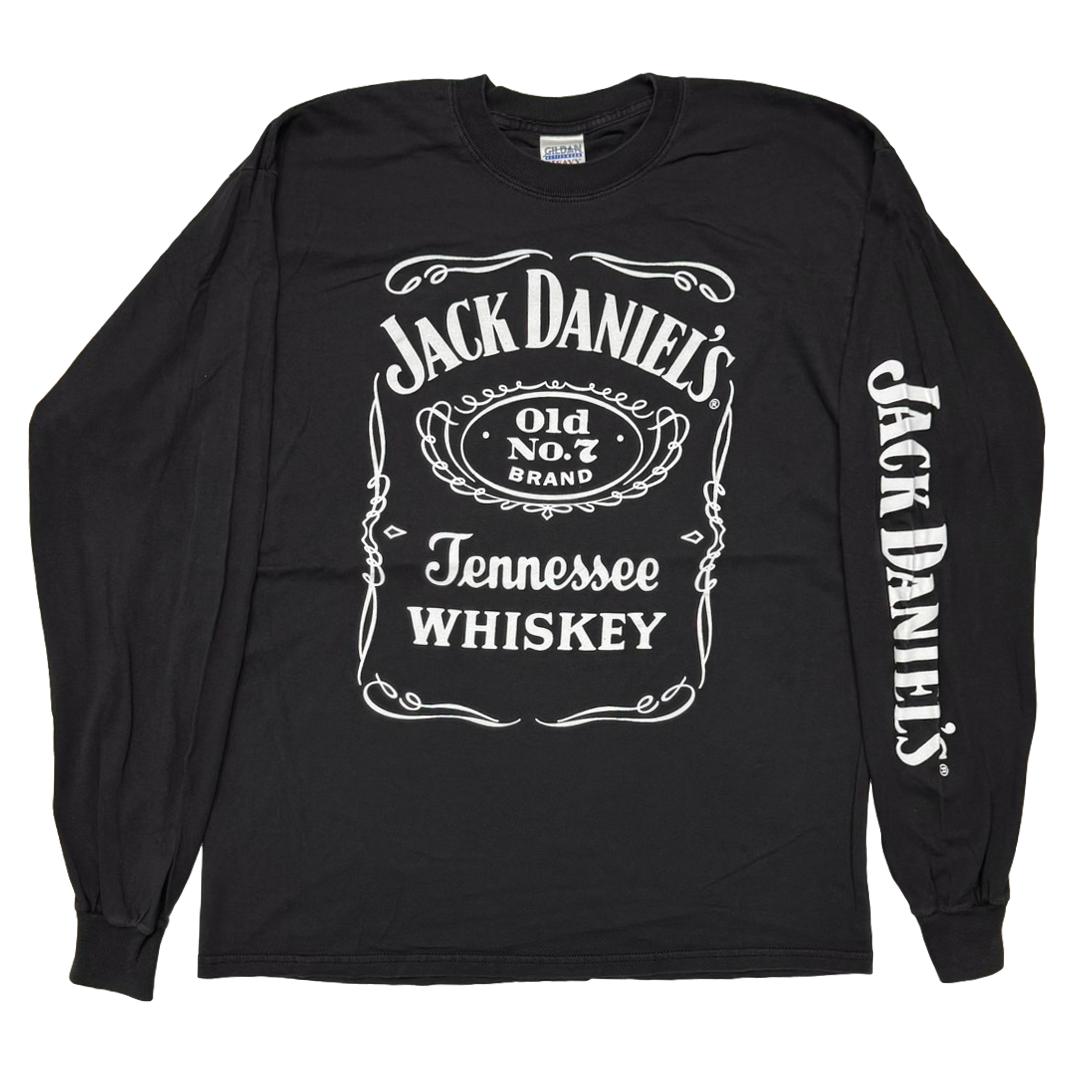 JACK DANIEL'S WISKEY LABEL LOGO LS BLACK GILDAN LARGE 3396