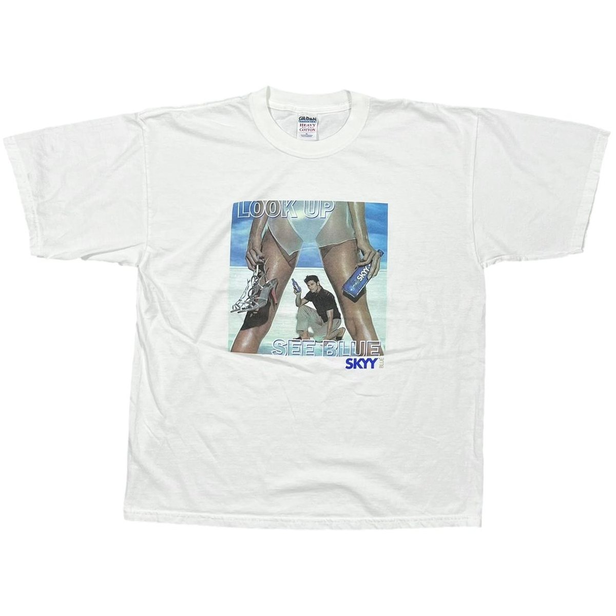 OLD&VINTAGE SKYY LOOK UP SEE BLUE PROMO WHITE GILDAN XXL 9844