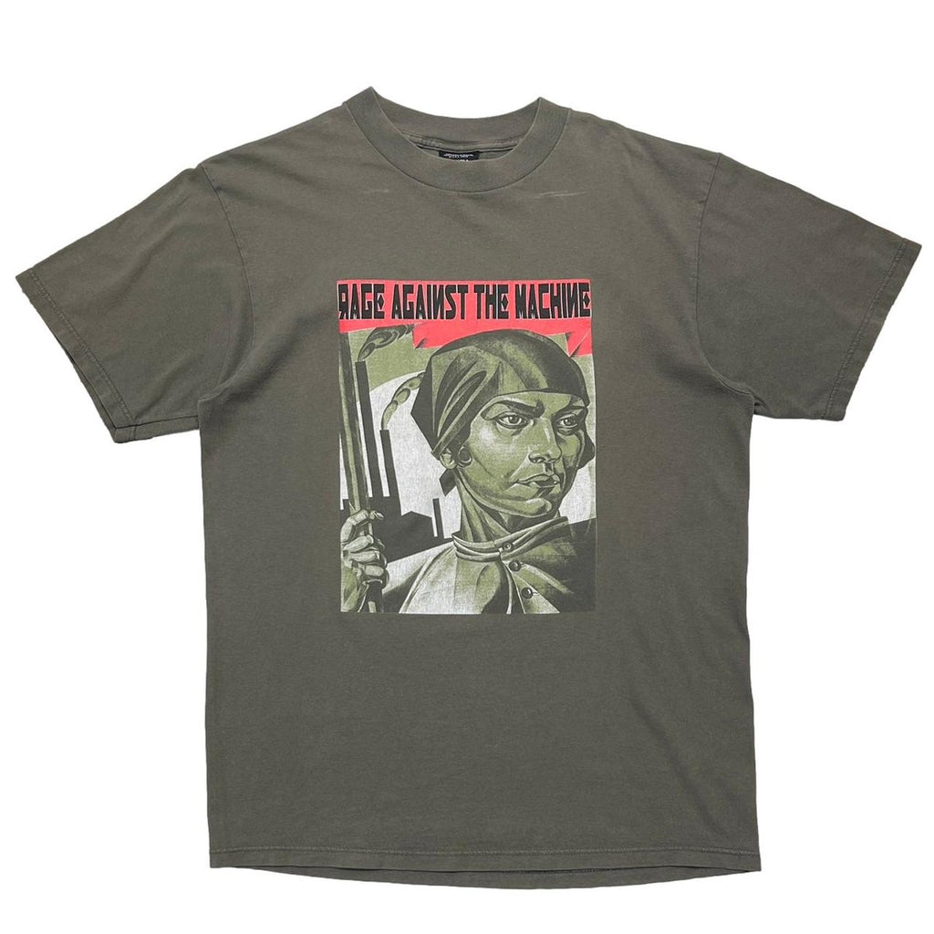 RAGE AGAINST THE MACHINE UNITED NATIONS REPORT 1980 OLIVE GIANT BY TULTEX LARGE 8649