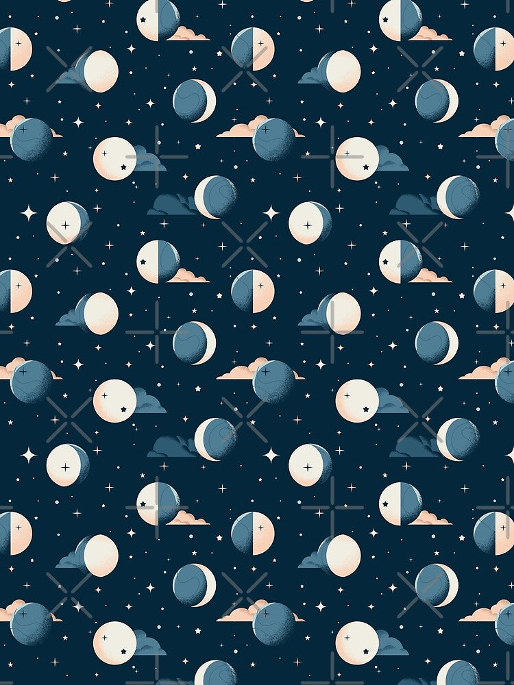 Moon Phases and Stars Pattern by enchantedrealm