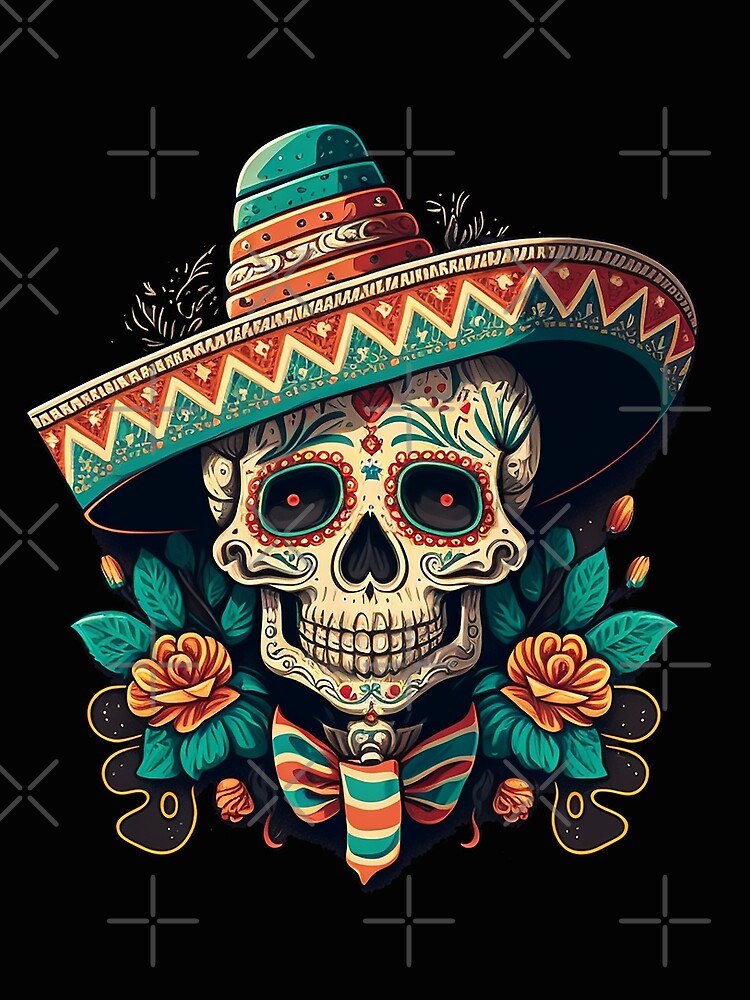 Sugar Skull Art with Sombrero by The-Fox-Hole