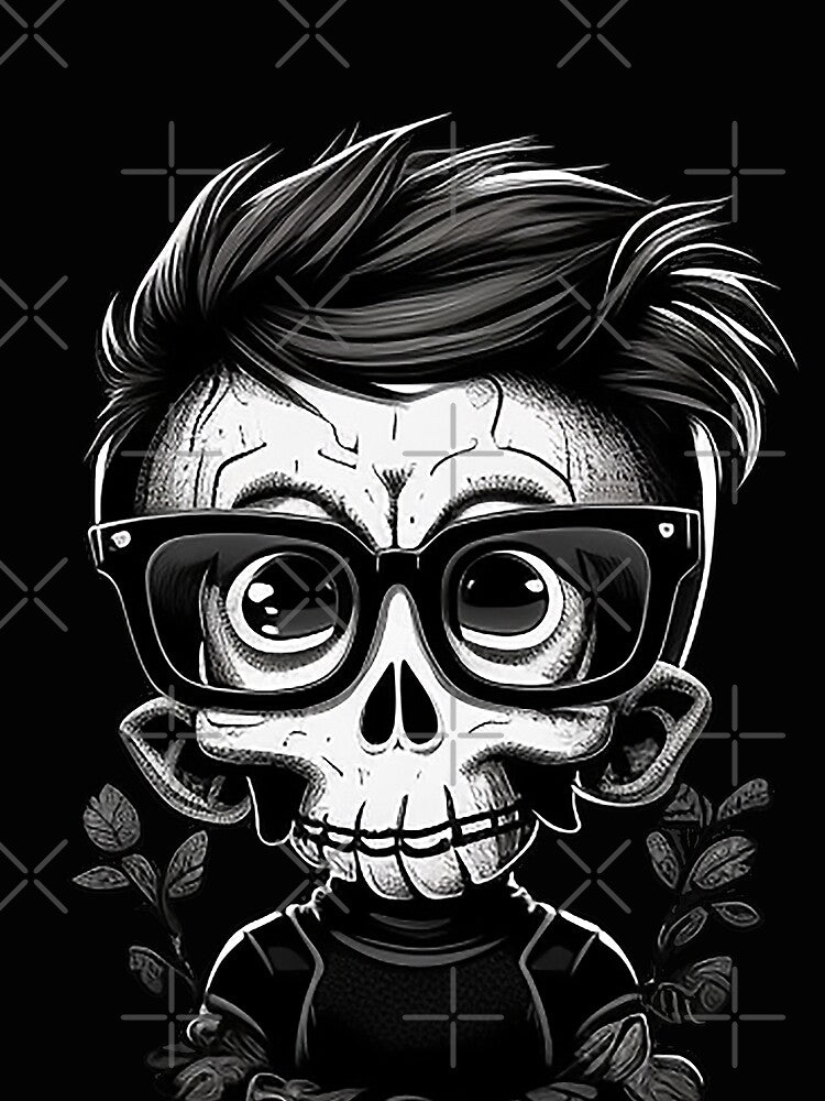 Sugar Skull Boy Black and White Art by The-Fox-Hole