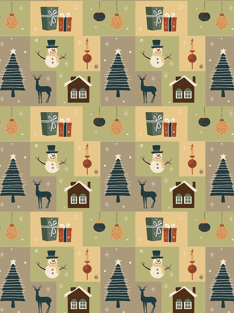 Retro mid-century Christmas art, Vintage Christmas ornaments by DonateWord