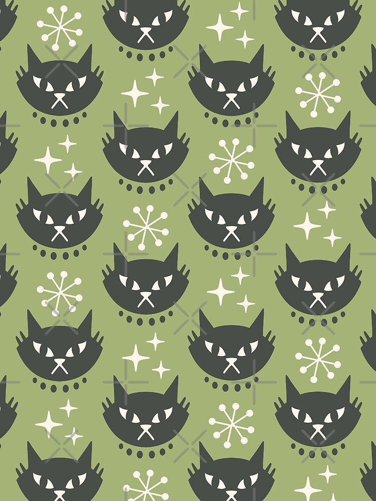 Mid Century Modern Cat Pattern 346 by tonymagnerart
