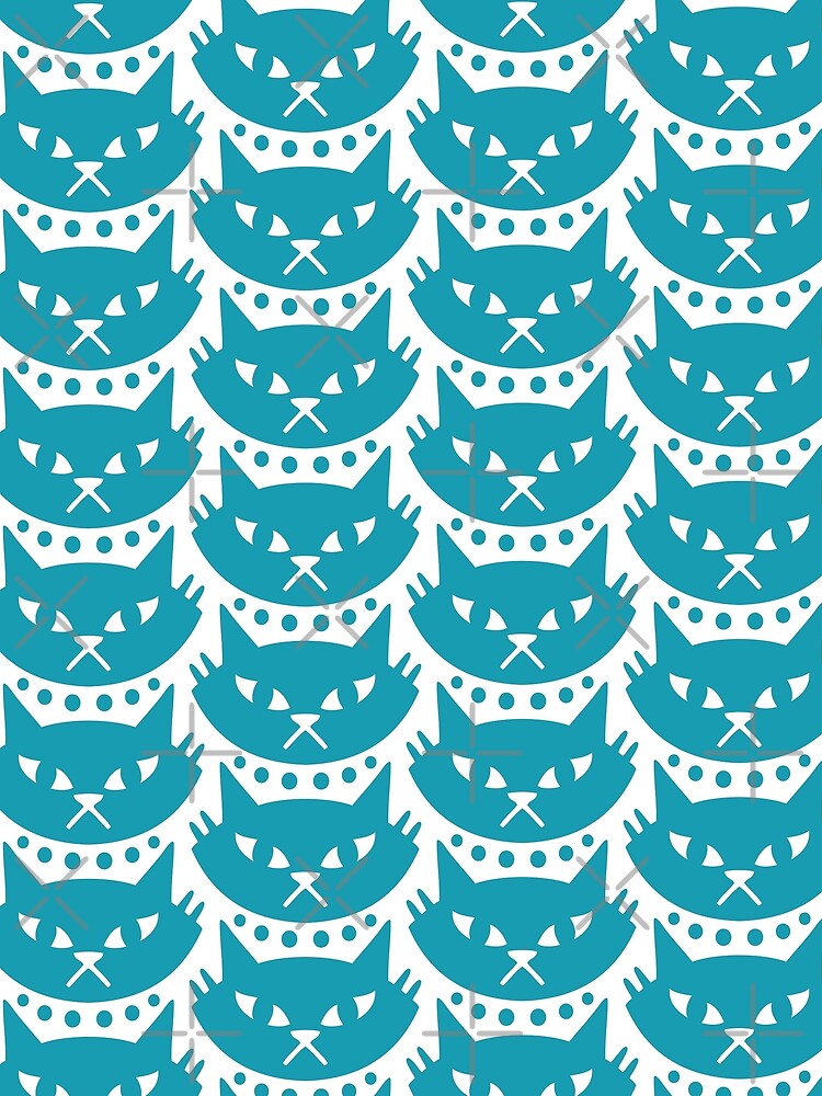 Mid Century Modern Cat Pattern 342 Turquoise by tonymagnerart