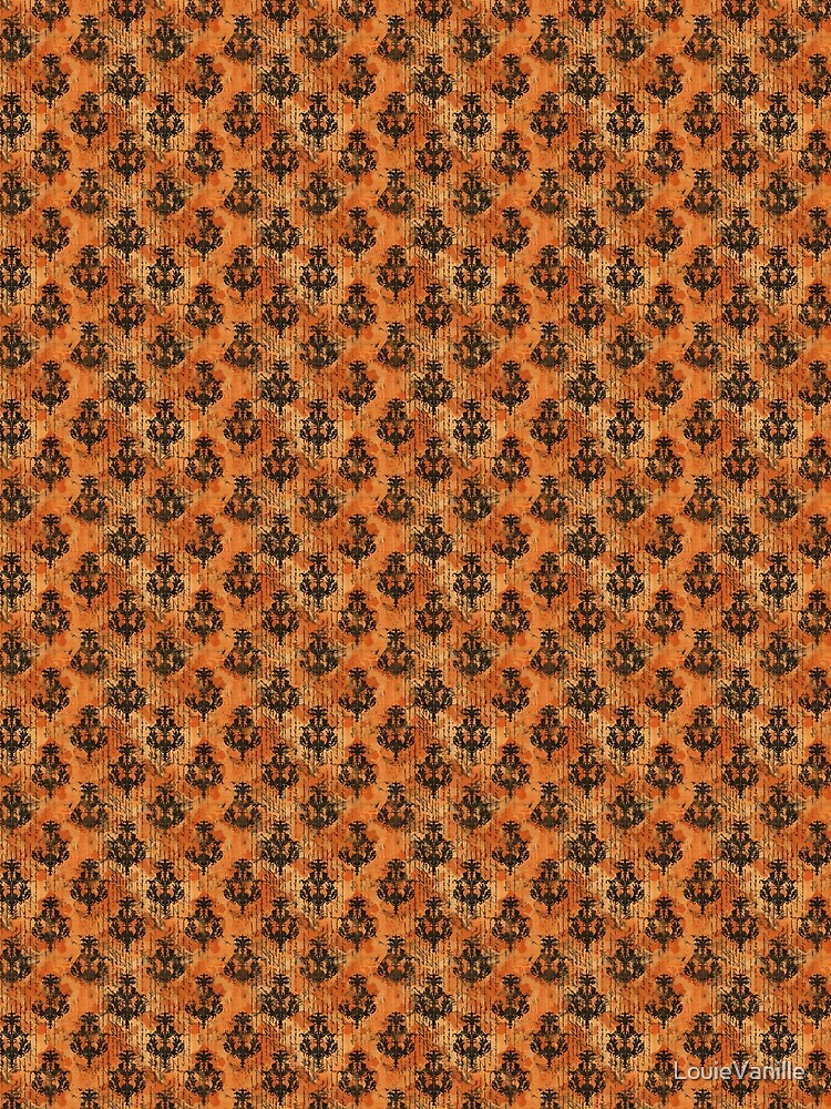 Vintage Distressed Orange and Black Halloween Damask Pattern by LouieVanille