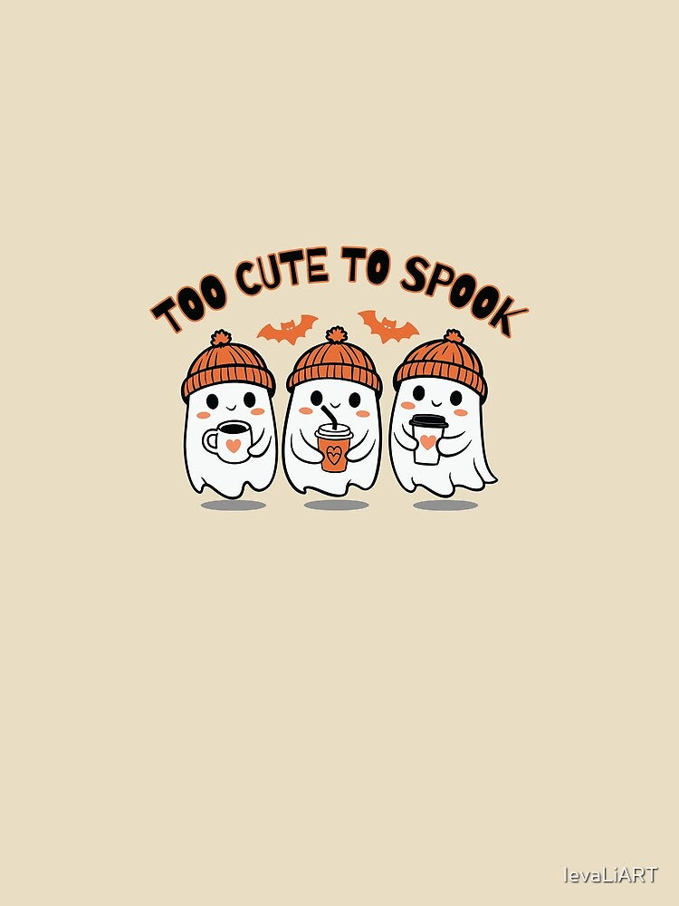 Too Cute to Spook - Halloween Ghosts with Coffee Design by IevaLiART