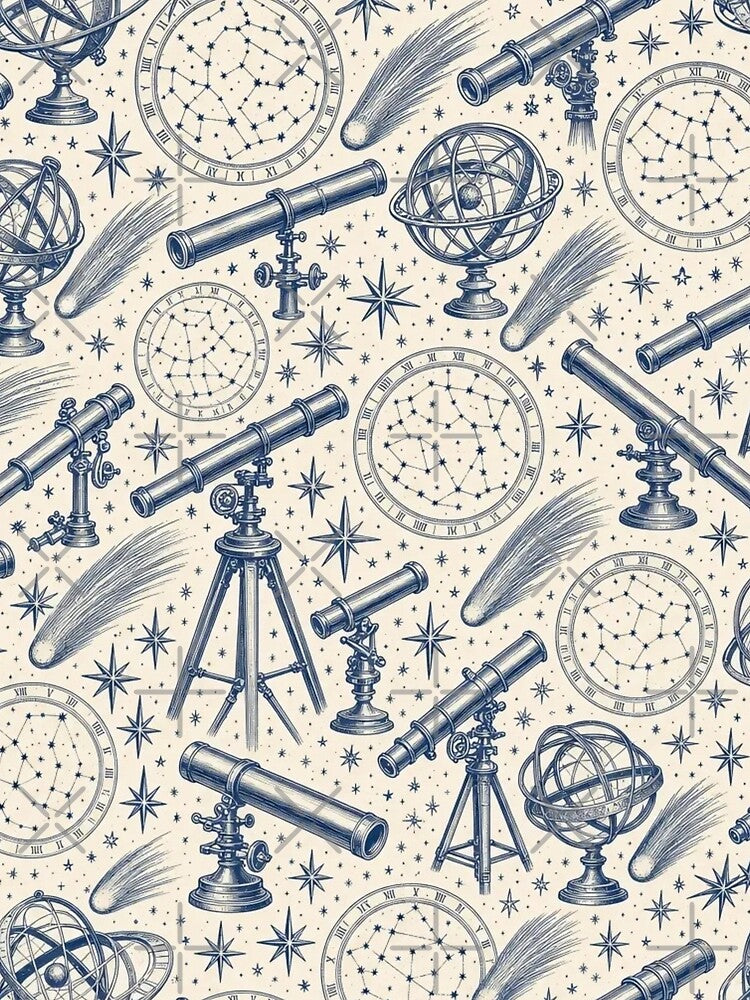 Astronomer's Toile Seamless Pattern | Vintage Celestial Toile Repeat by StickyGuys