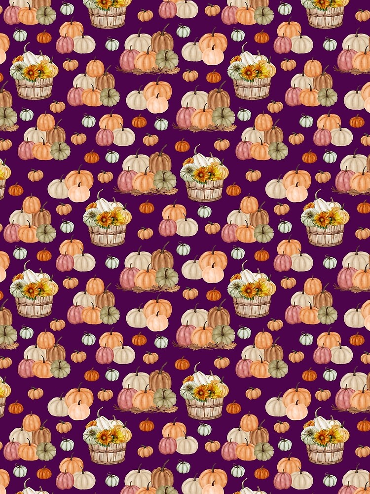 Rustic Pumpkin Harvest on Dark Purple by KSimpson838