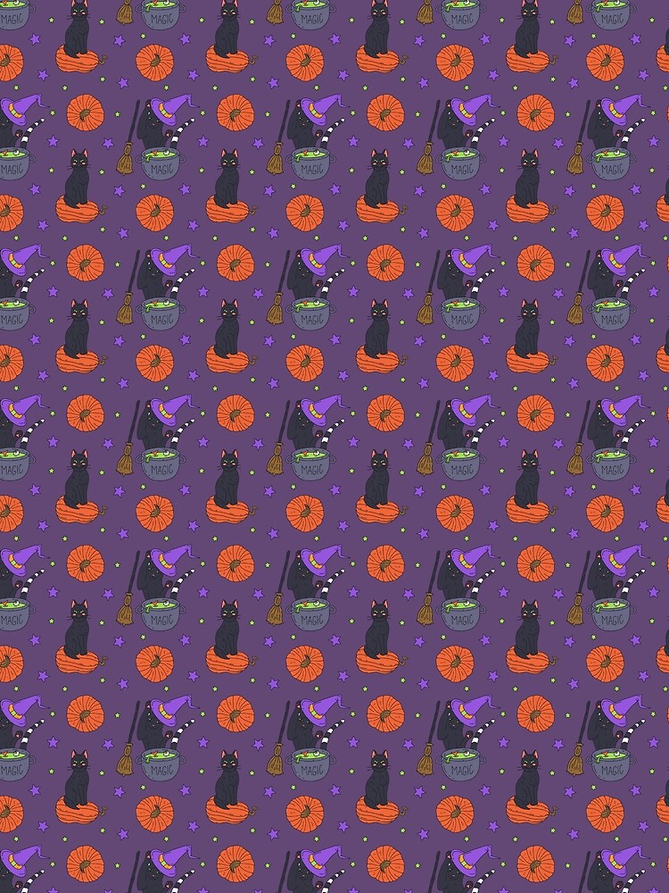 Magical Halloween Cat and Pumpkin Pattern by paldronma