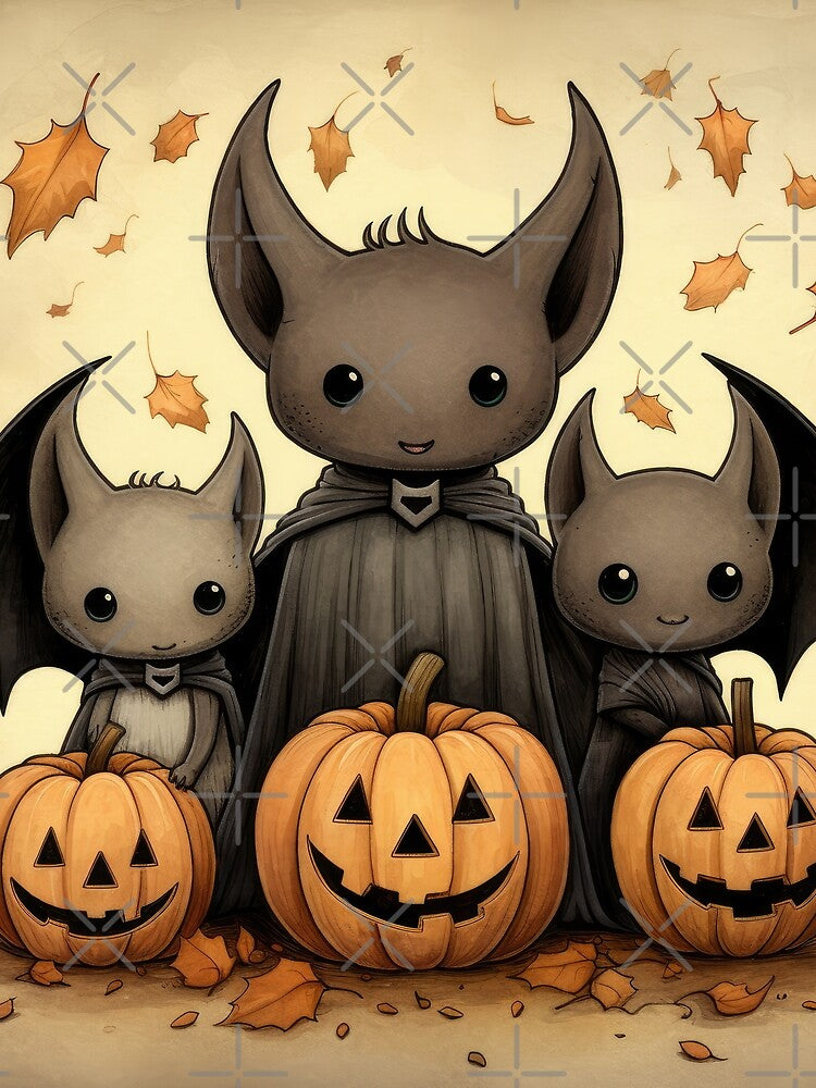 Family of Bats Celebrating Halloween by MagicArtig